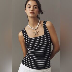 Maeve Black and White Striped Tank Top